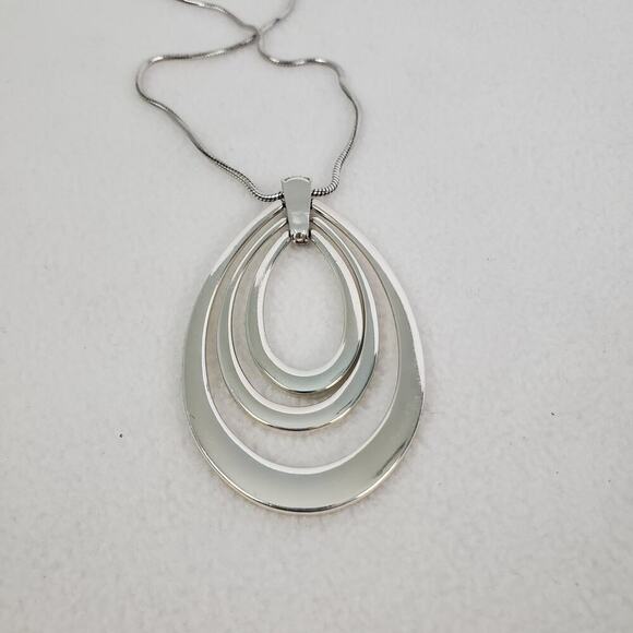 Brighton Meridian Swing Silver Crystal Long Teardrop Pendant Necklace 36"-38" - Picture 3 of 5